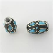 PERLA SRI NAGAR 1013 OLIVETTA MM21x13 NERO INS.ARG.E TURCHESE