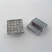 SLIDE QUADRATO STRASS 12x12MM GALV.ARGENTO (81923)