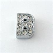 SLIDE LETTERA B CON STRASS GALV.ARGENTO