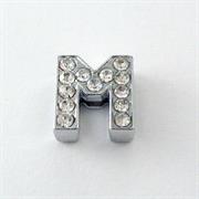 SLIDE LETTERA M CON STRASS GALV.ARGENTO