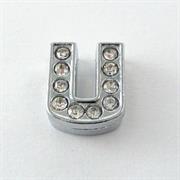SLIDE LETTERA U CON STRASS GALV.ARGENTO