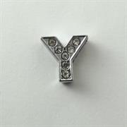 SLIDE LETTERA Y CON STRASS GALV.ARGENTO