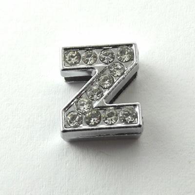 SLIDE LETTERA Z CON STRASS GALV.ARGENTO