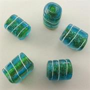 RETTANGOLO AZZURRO ANIMA VERDE CON SWIRL 12x9mm