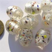 VETRO C/ARG. BICONO 14X14MM DOTS MULTICOLOR