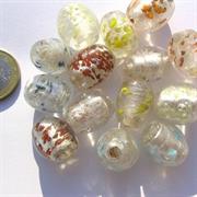 VETRO C/ARG. OVALE 14X18MM DOTS COL.VARI