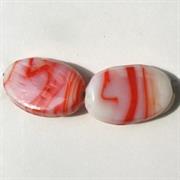 VETRO BIC. OVALE MM15x10 ROSSO-BIANCO