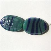 VETRO BIC. OVALE MM15x10 VERDE-BLU