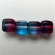 CUBO VETRO BOEMIA MM5 FUXIA-AZZURRO TRASP.