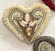 CUORE DI DRAGO AVORIO - Progetto ricamo ciondolo o spilla 6,5-5,8 cm