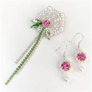 SOFFIONE ROSA - Progetto ricamo ciondolo e orecchini 3,5-10 cm