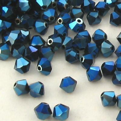 BICONO 4MM CRYSTAL METALLIC BLUE 2X (ART.5328 SWAROVSKI ROMBETTO)