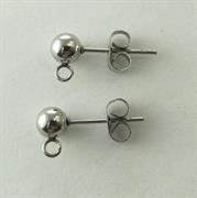 ORECCHINO CHIODINO PALLINA 5MM IN ACCIAIO CON FARFALLINA
