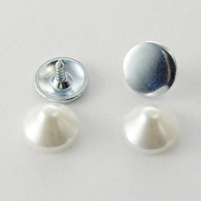 BORCHIA CONO 9,5MM BIANCO PERLATO RESINA C/RIVETTO CHIUSURA A MANO