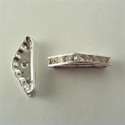 PONTE TRIANGOLO CON STRASS 3 FORI 22X9MM ARGENTO NICKEL FREE