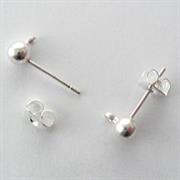 ORECCHINO CHIODINO PALLINA MM4 CHIUSURA FARFALLA ARGENTO