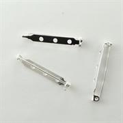 BASE SPILLA 39MM RETTANGOLARE GALV.ARGENTO 3 FORI CON SICURA