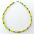 COLLANA GIALLA-AZZURRO IN VETRO DI MURANO FATTA A MANO SU ORDINAZ.