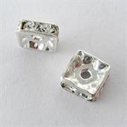 RONDELLA QUADRATA MM.6 C/STRASS BOEMIA ARGENTO NICKEL FREE 7112 9206