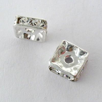 RONDELLA QUADRATA MM.8 C/STRASS BOEMIA ARGENTO NICKEL FREE 7112 9208