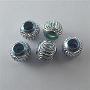PERLA AZZURRO E ARGENTO 13MM IN ALLUMINIO FORO LARGO