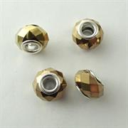 PERLE ORO METALL.14x9MM VETRO FACC. STILE PANDORA